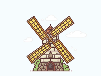 Windmill country farm field generator harvest icon illustration mill power wheat wind windmill