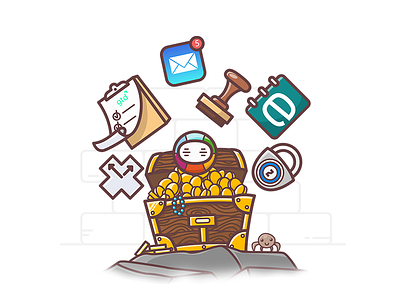 Productivity Gold chest gold icon illustration illustrator picture productivity treasure vector