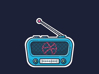 Radio Sticker button icon illustration illustrator print radio sticker vector wave