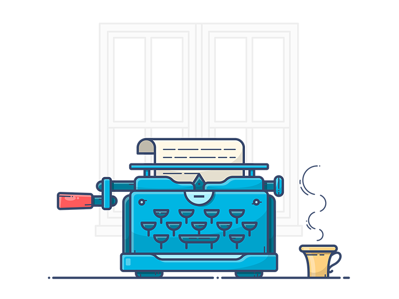 Typewriter coffee document e-commerce icon illustration order text typewriter vector writer