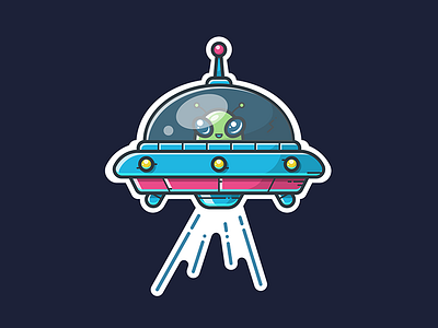 Aliens exist alien cosmos creature icon illustration illustrator rocket space spaceship sticker ufo