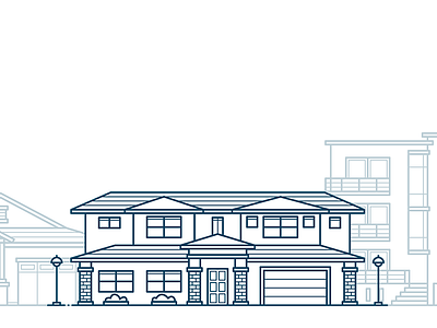 Neighborhood building cottage footer house icon illustration illustrator lineart mansion skyline vector