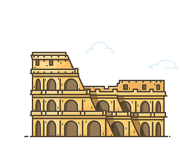 Colosseum building coliseum colosseum icon illustration italy lineart monument roma rome sticker vector