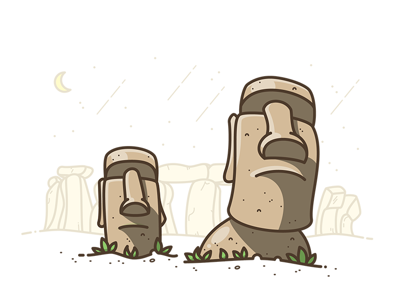 Stone Heads rock monument building island easter illustrator illustration icon vector stonehenge head stone