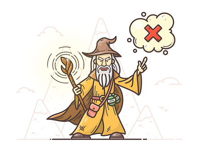 YOU SHALL NOT PASS character. mountains gandalf icon illustration illustrator lord of the rings magic vector