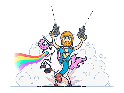CHUCK NORRIS 404 boom chuck explosion horse icon illustration norris outline rainbow unicorn vector