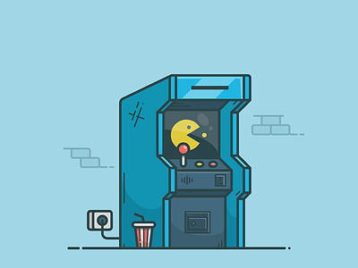 Pacman arcade game icon illustration illustrator machine outline pac man pacman slot machine