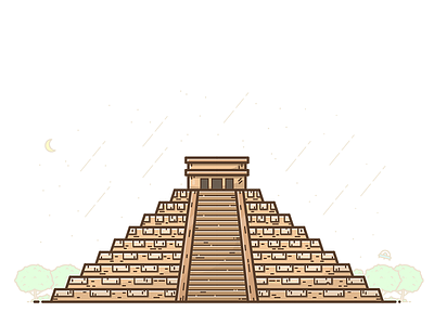 Chichen Itza chichen itza icon illustration illustrator mexico monument outline pyramid wonder world