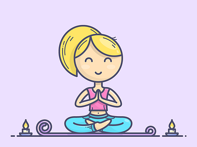 Keep calm and do it calm candle character focus girl icon illustration meditation outline spirit vector yoga