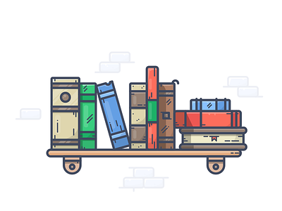 Bookshelf book books bookshelf home icon illustration illustrator outline shelf