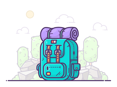 Hiking Trip adventure backpack forest hiking icon illustration nature outline picture trip