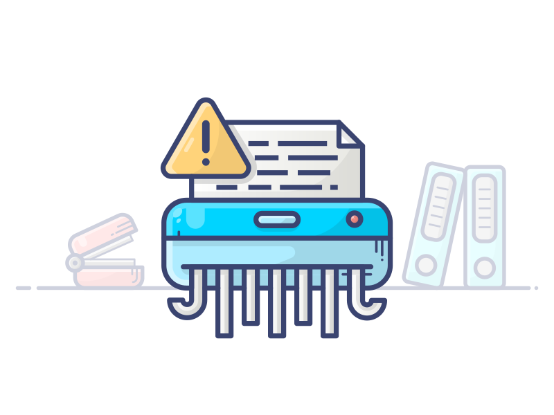 Shredder delete desktop icon illustration modal office paper printer shredder table vector window