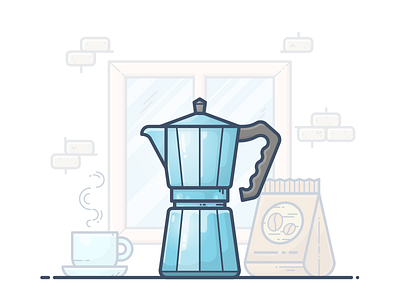 Coffee Maker bialetti bins coffee cup energy icon illustration machine monday morning mug vector