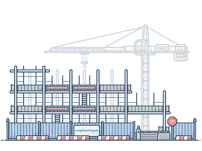 Building blog building construction crane house icon illustration outline picture post vector