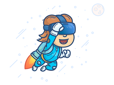 VR Boy boy character icon illustration jetpack man reality rocket space stars virtual vr