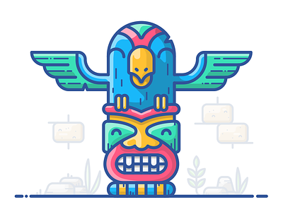 Totem of Freedom bird character face figure icon illustration maya outline sign totem vector wings