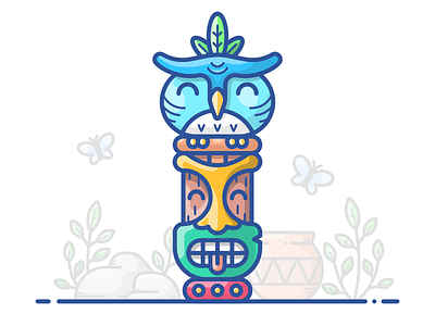 Totem Of Life bird butterfly character face figure icon illustration maya outline sign totem vector