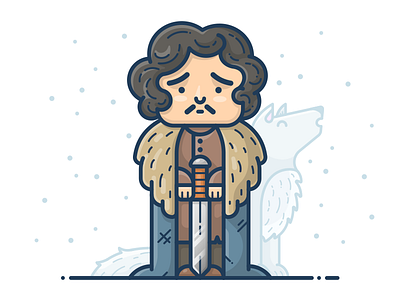 Jon Snow boy character game of thrones got icon illustration john jon man snow vector wolf