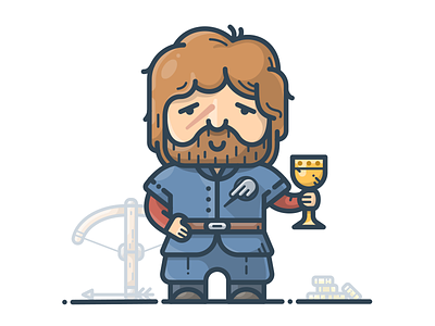Tyrion Lannister boy character crossbow game of thrones got icon illustration lannister man oldman tyrion vector