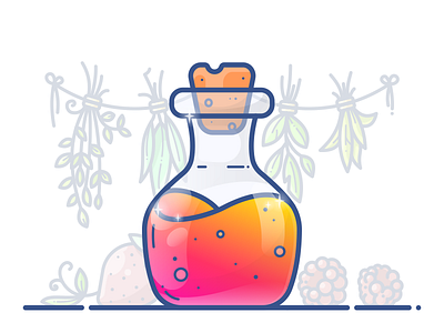 Potion of the Forest bottle chemist chemistry flask gradient grass icon illustration orange potion tube vector