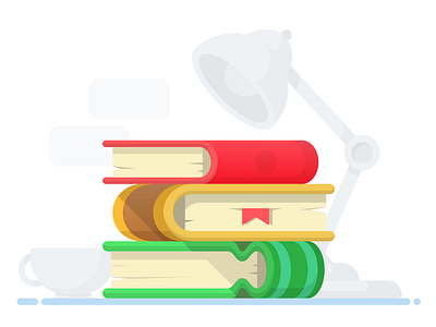 Stack of Books books desk desktop icon illustration illustrator lamp shelf shelves stack table vector