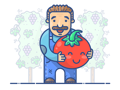 Vinny's Tomato icon illustration man red sticker tomato vector vine vinny