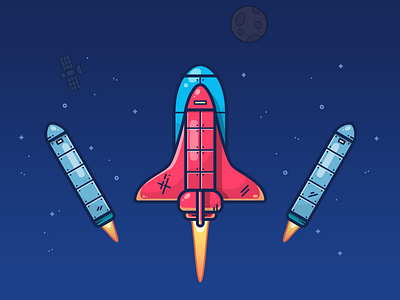 Space Shuttle (Stage 2) icon illustration mars moon nasa outline planet rocket shuttle space spaceship star