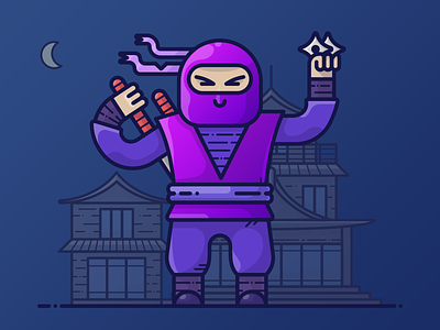Dribbble Famous: uixNinja avatar character dribbble famous gradient icon illustration man night ninja purple uixninja vector