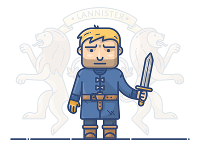 Jaime Lannister character fantasy game of thrones got icon illustration jaime lannister lion sword vector wolf