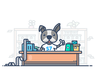 S7 Header character cute dog icon illustration s7 sells shop shopify store work
