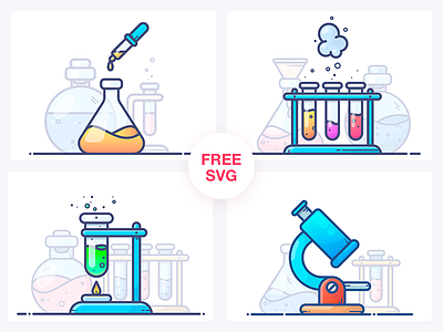 FREE Chemistry Illustrations bottle chemicals chemistry design free freebie icon illustration microscope tube work workspace