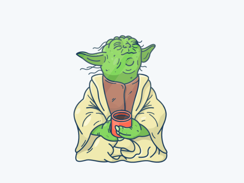 Coffee I smell animation character coffee gif goblin hero icon illustration motion star wars vector yoda