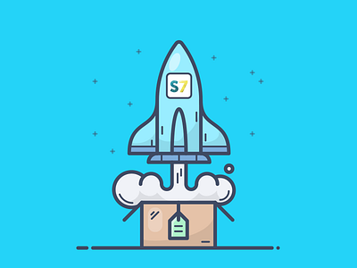 UPSELL box icon illustration present rocket sell shopify smar7 space stars upsell