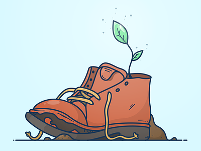 Plant Seeds boot giving icon illustration old plant seed shoe sticker