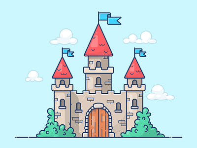 Castle building castle clouds flag home house icon illustration king kingdom knight