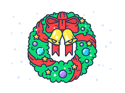 Christmas Wreath bells christmas icon illustration jingle new year snow star vector winter wreath