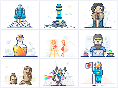 The Best 9 of 2017 9 best icon illustration lighthouse onboarding outlane outline picture shot space