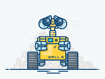 WALL-E character eve icon illustration machine mech moon movie planet robot space wall e