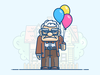 Old man bubbles character father grandfather house icon illustration man movie old oldman up