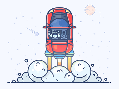 Red Roadster elon icon illustration mars musk red roadster rocket shuttle space tesla vector