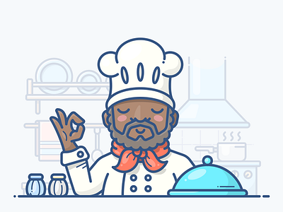Chef character chef cook dish icon illustration kitchen man people plate work workspace