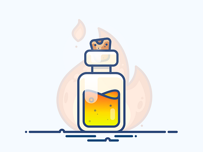 Potion of Fire bottle chemistry fire flask gradient icon illustration potion power purple wizard yellow
