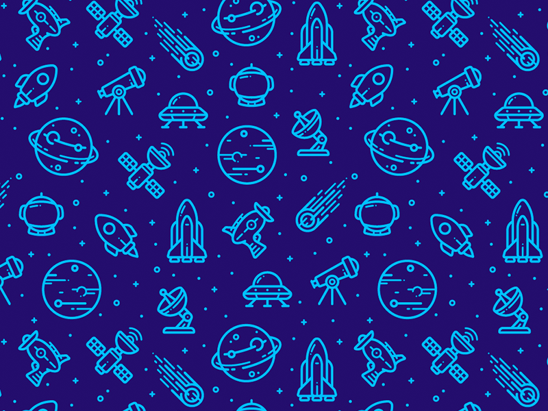Space Pattern background blue e-commerce icon line pattern planet shop shuttle space star sun