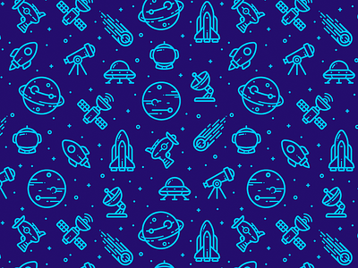 Space Pattern background blue e commerce icon line pattern planet shop shuttle space star sun