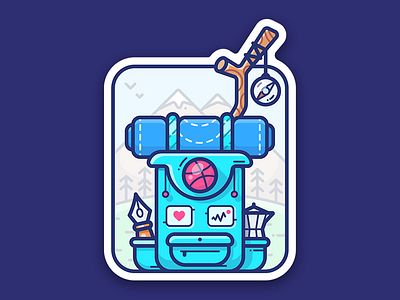 Dribbble Adventure backpack design dribbble hiking icon illustration mountain mule playoff sticker vector
