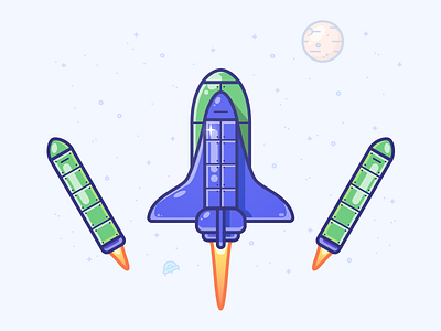 Space Shuttle (Shopify Edition) elon icon illustration launch mars moon musk rocket shopify shuttle space vector