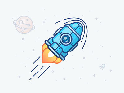 Fast Transaction Rocket blockchain crypto delivery fast icon illustration machine planet robot rocket shuttle space