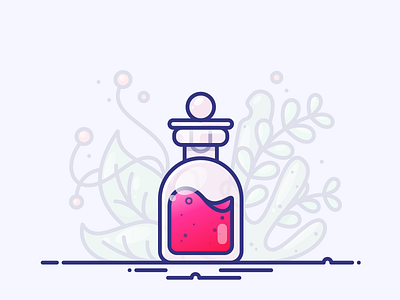 Berry Potion berry bottle chemistry drink gradient icon illustration liquid potion set vector water