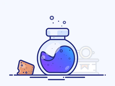 Potion of Concentration blue book bottle glasses gradient icon illustration magic potion power purple vector