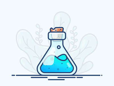 Potion of the Ocean blue bottle flask game gradient icon illustration ocean potion sea sticker vector